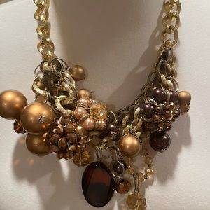 Gold Beaded necklace with matching bracelet.